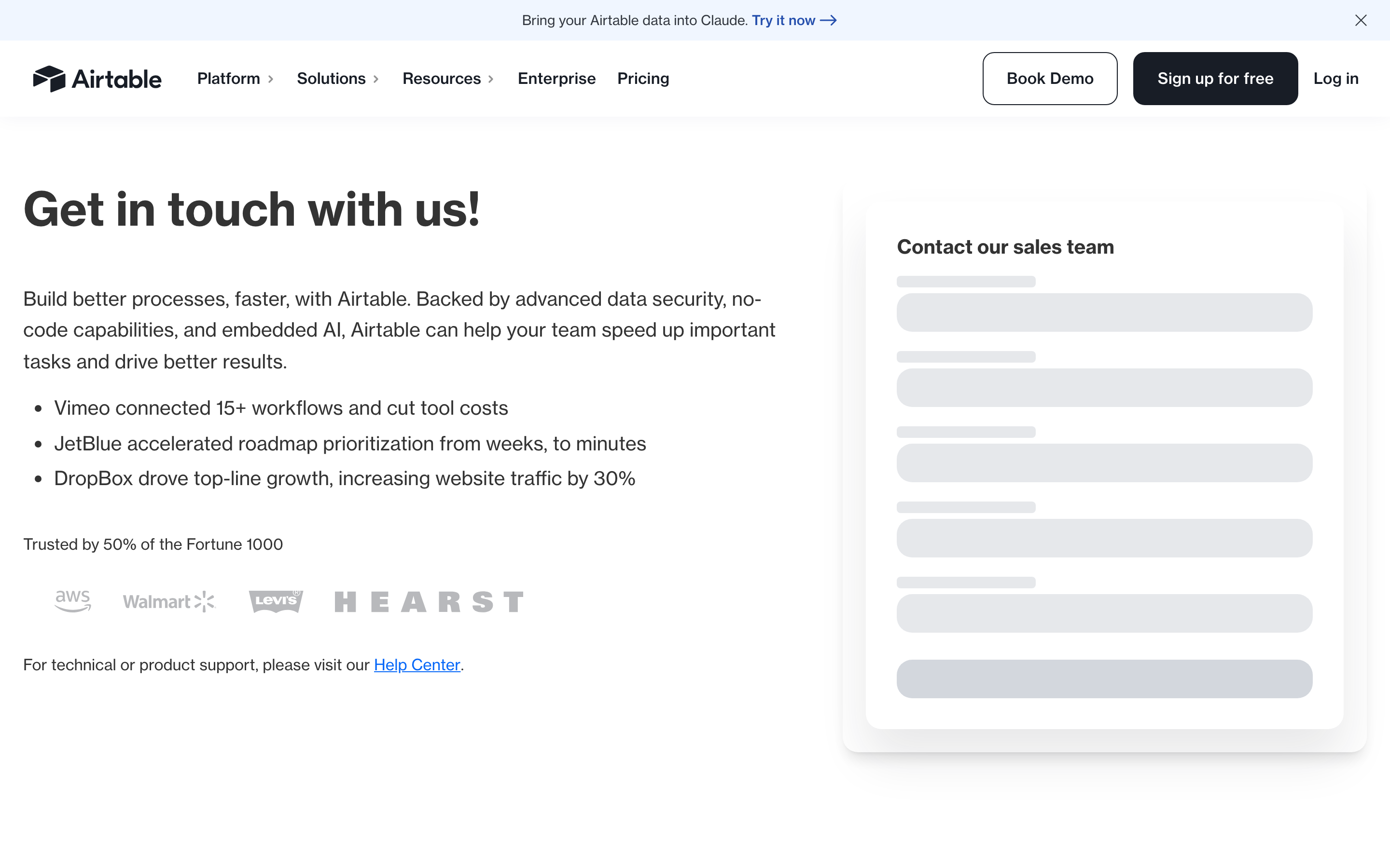 Airtable contact page