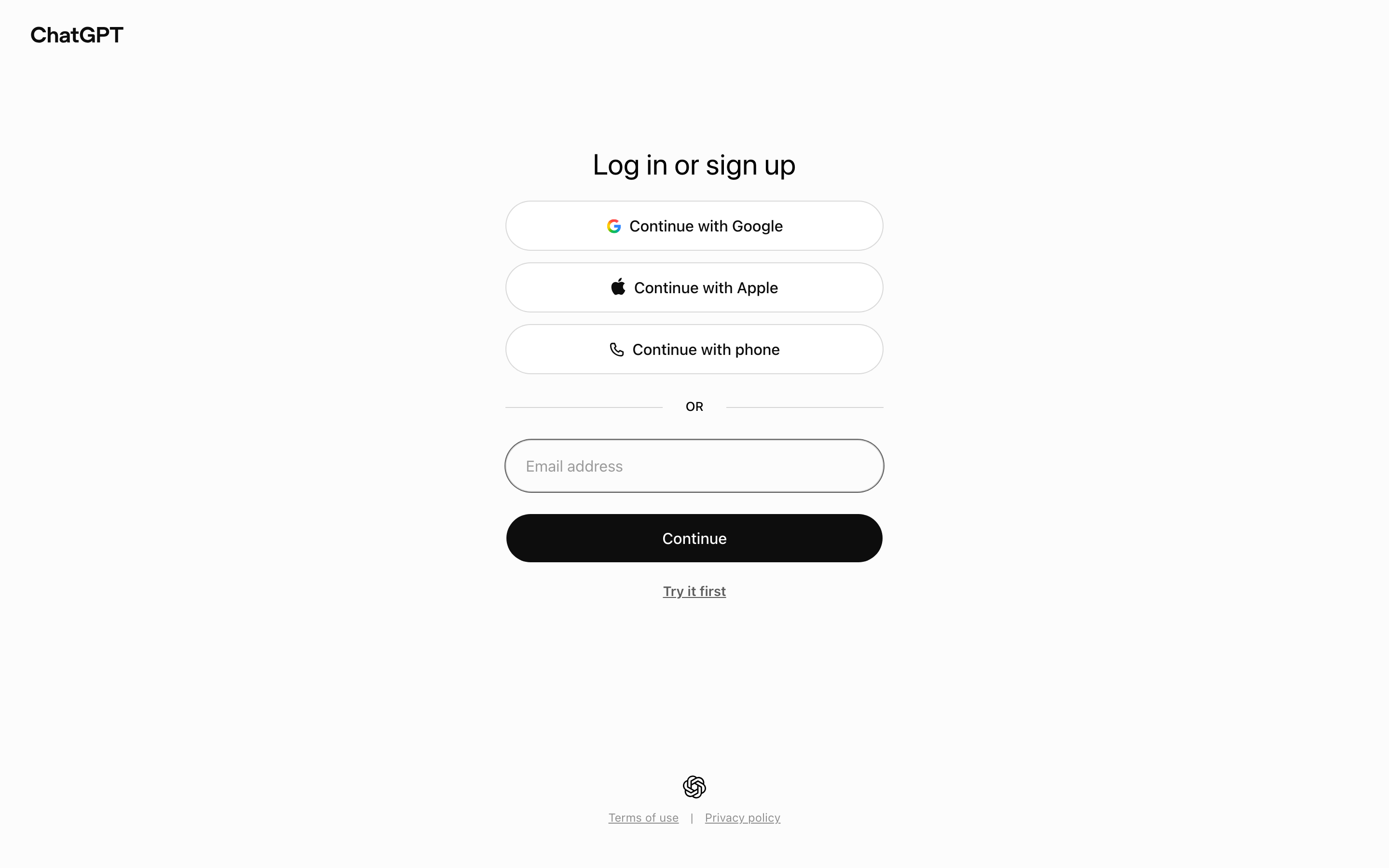 ChatGPT login page