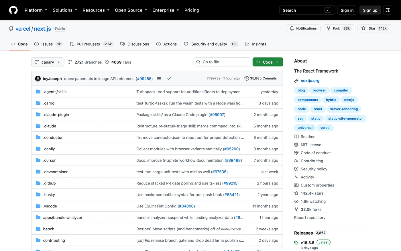 GitHub Repository homepage