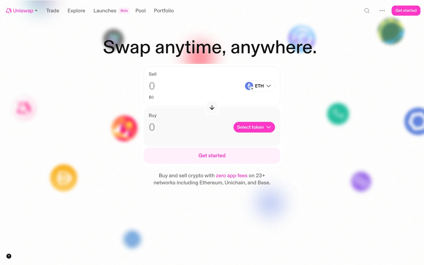 Uniswap homepage