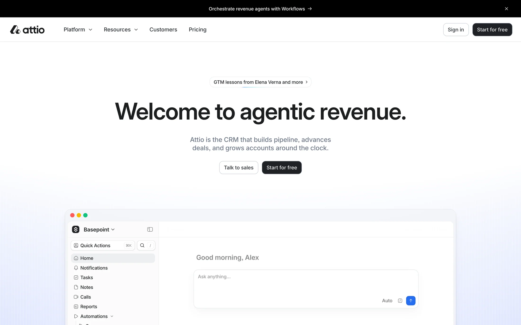 Attio website color scheme