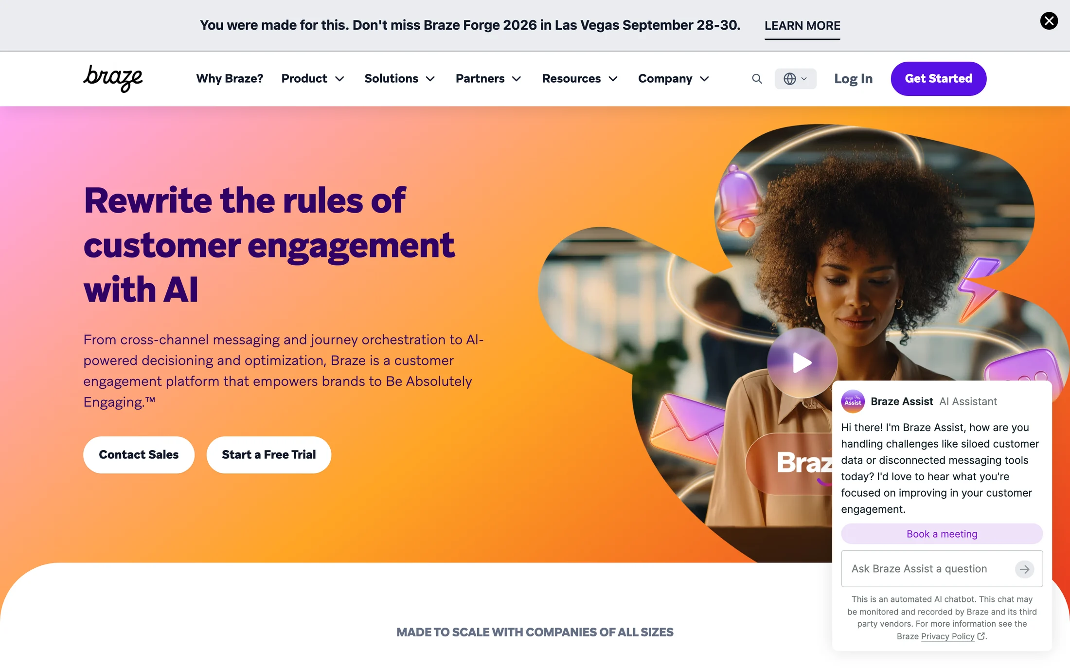 Braze website color scheme