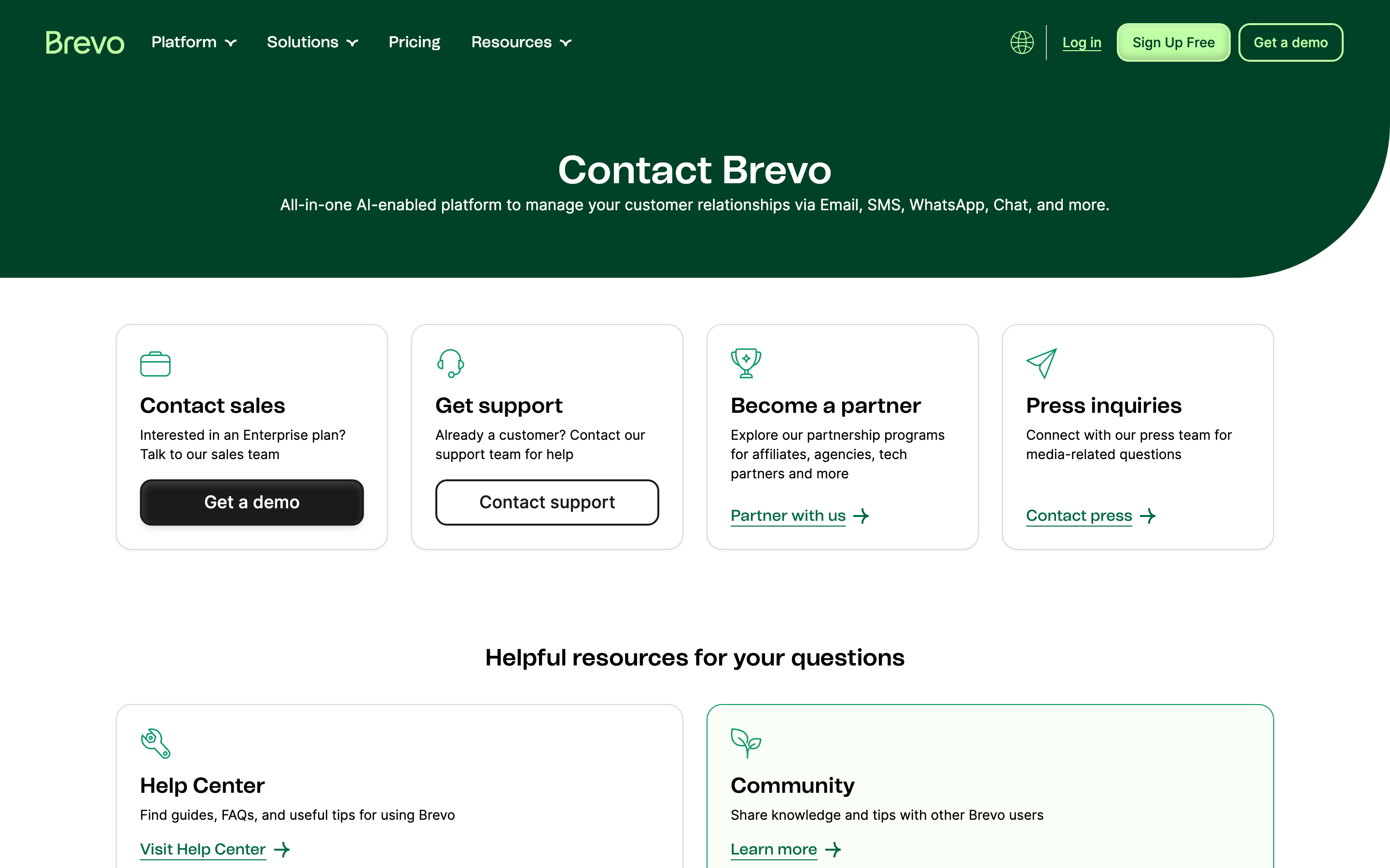 Brevo contact page