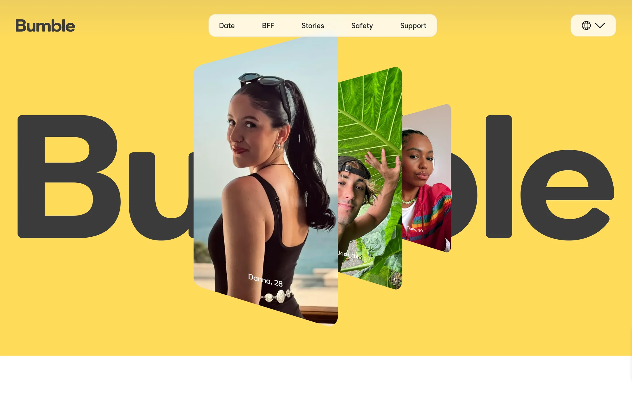 Bumble website color scheme