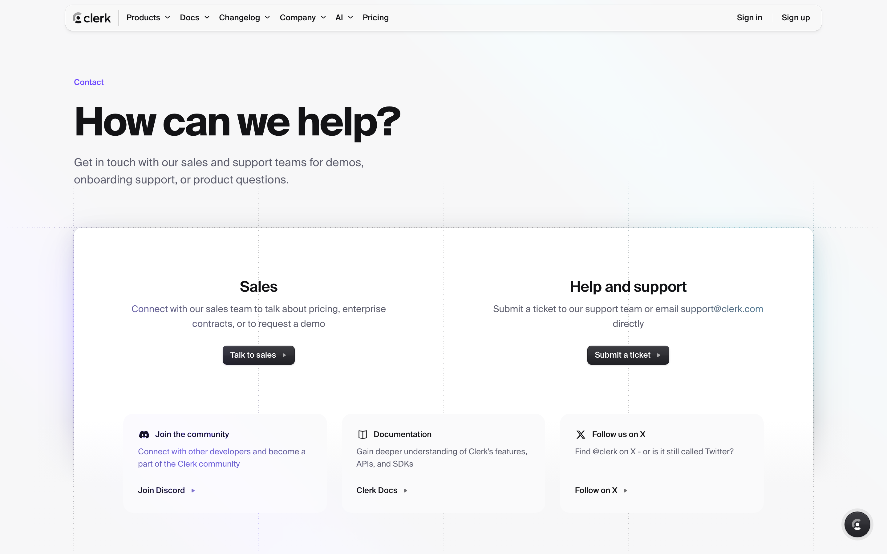 Clerk contact page