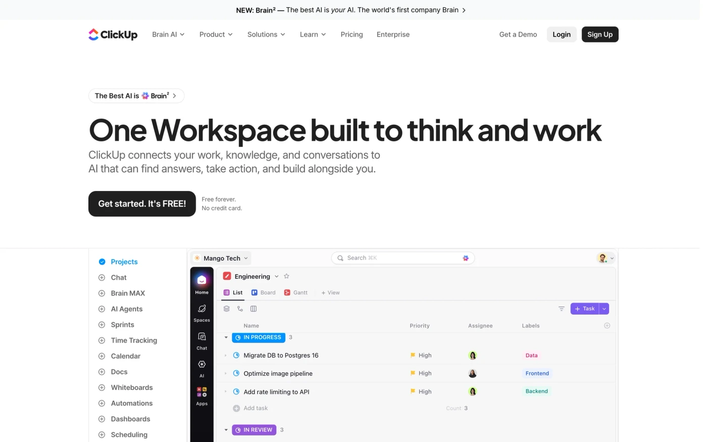 ClickUp homepage