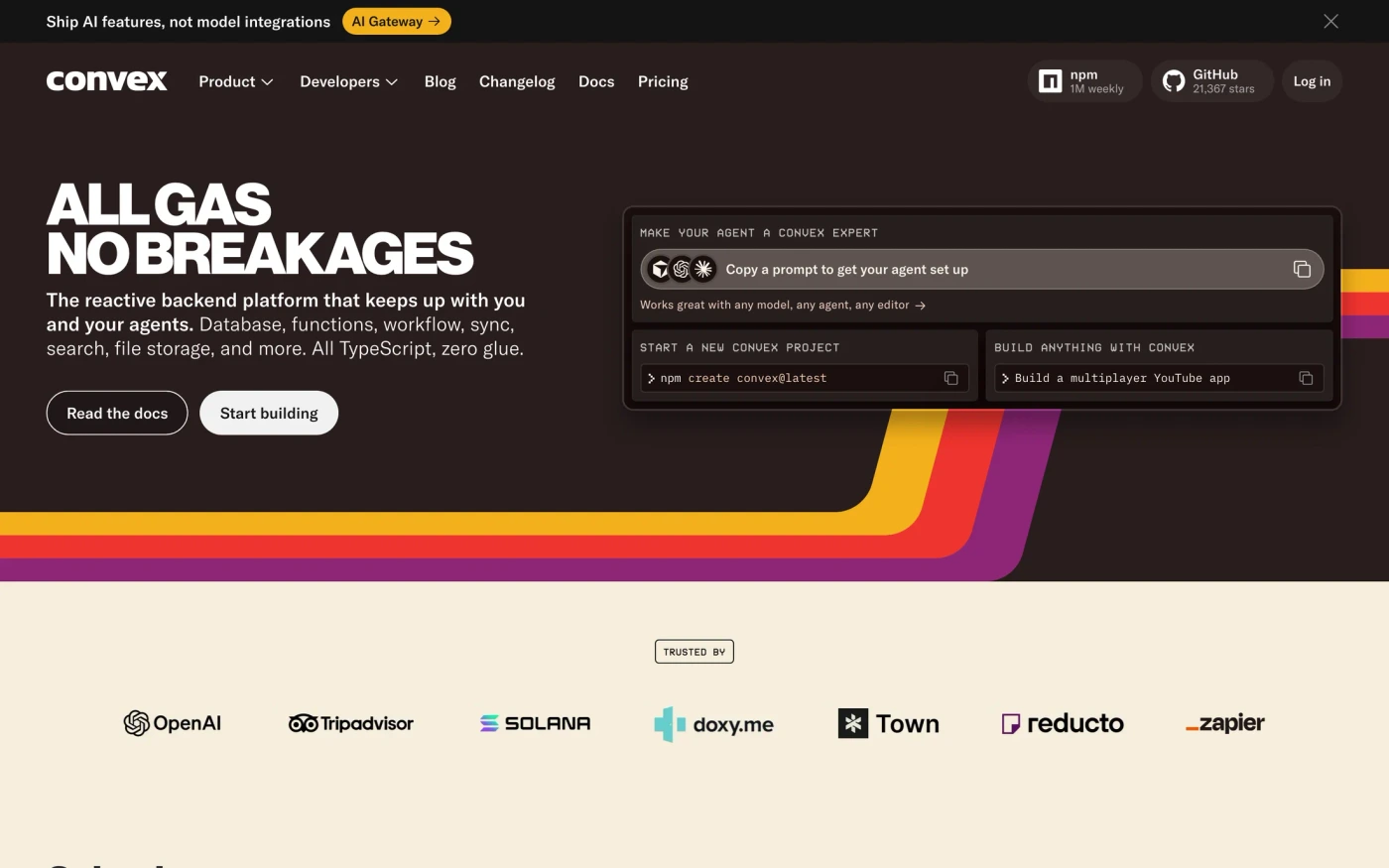 Convex homepage