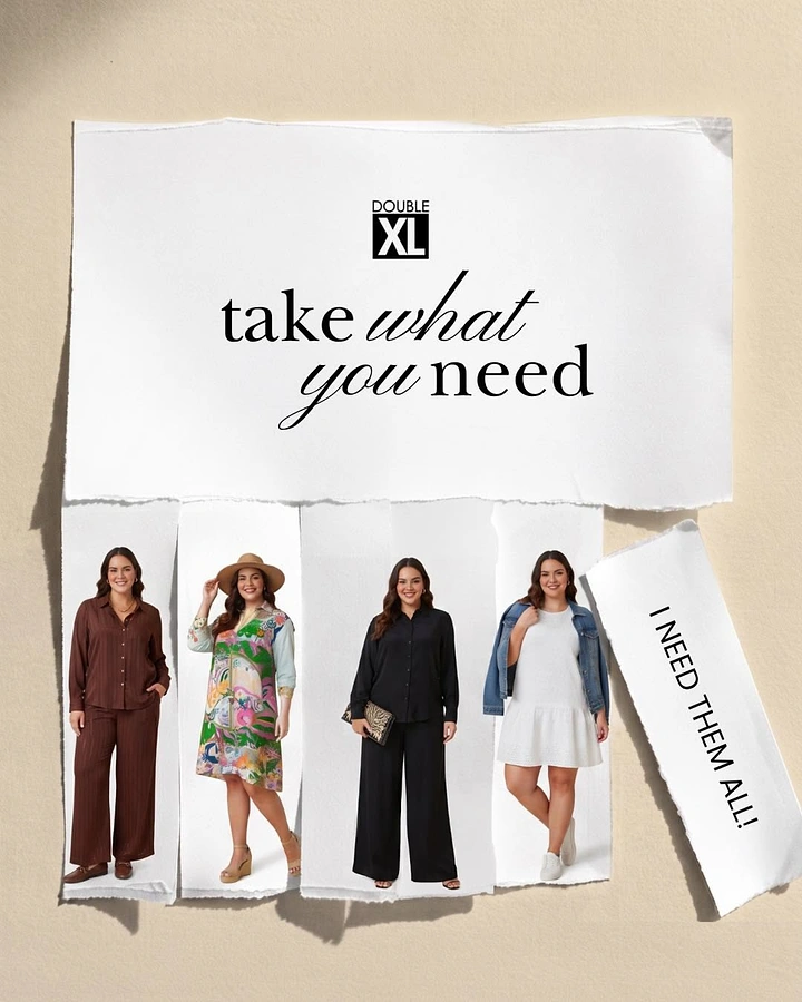 Plus-Size Fashion creative ad: Torn-paper take-what-you-need concept