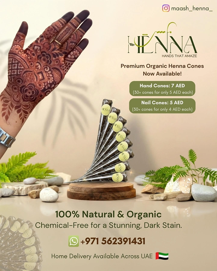 Mehndi & Henna Artists creative ad: Henna cones arranged as decorative fan