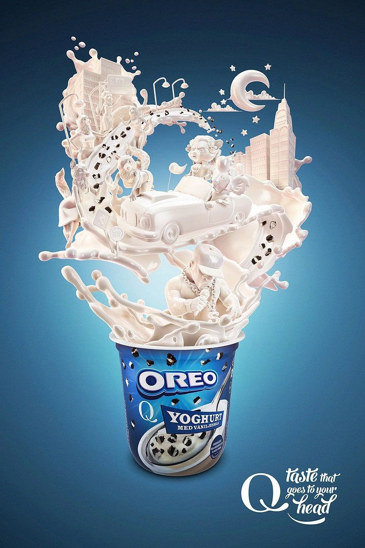 Dairy Brands creative ad: Yoghurt splash sculpts a dreamy cityscape