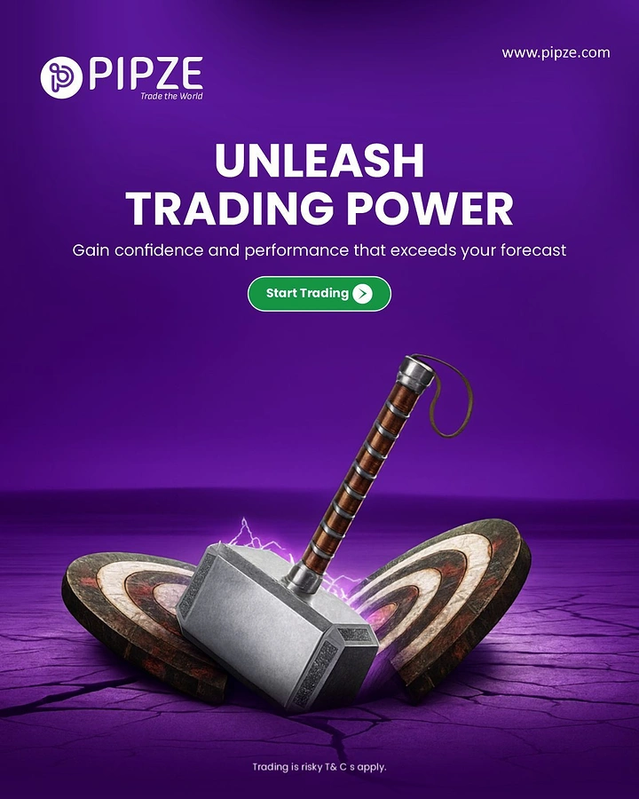 Stock Brokers & Investing creative ad: Thor hammer as trading power metaphor