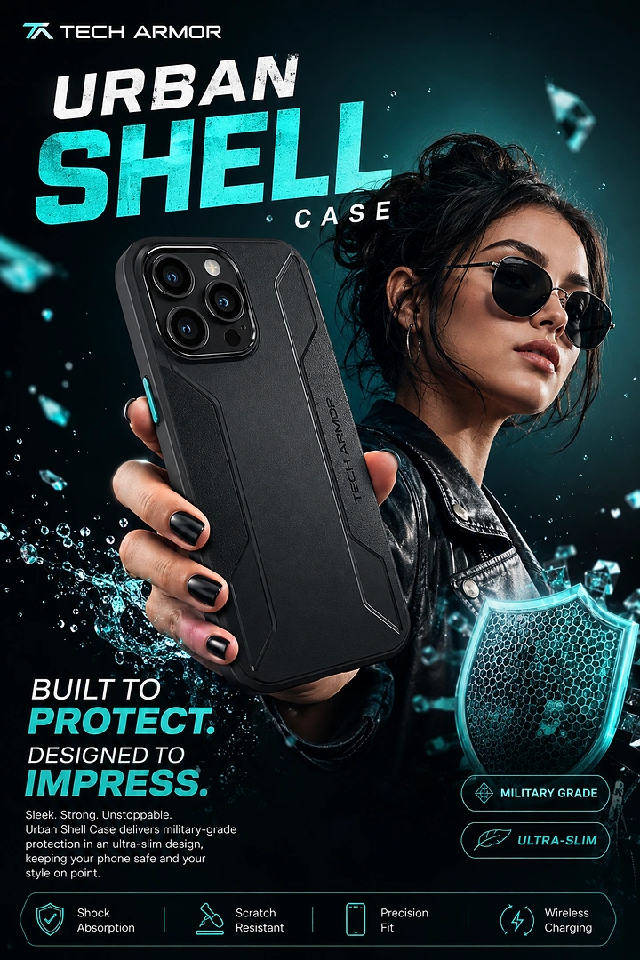 Phone Cases & Mobile Accessories creative ad: Urban armor metaphor for protection
