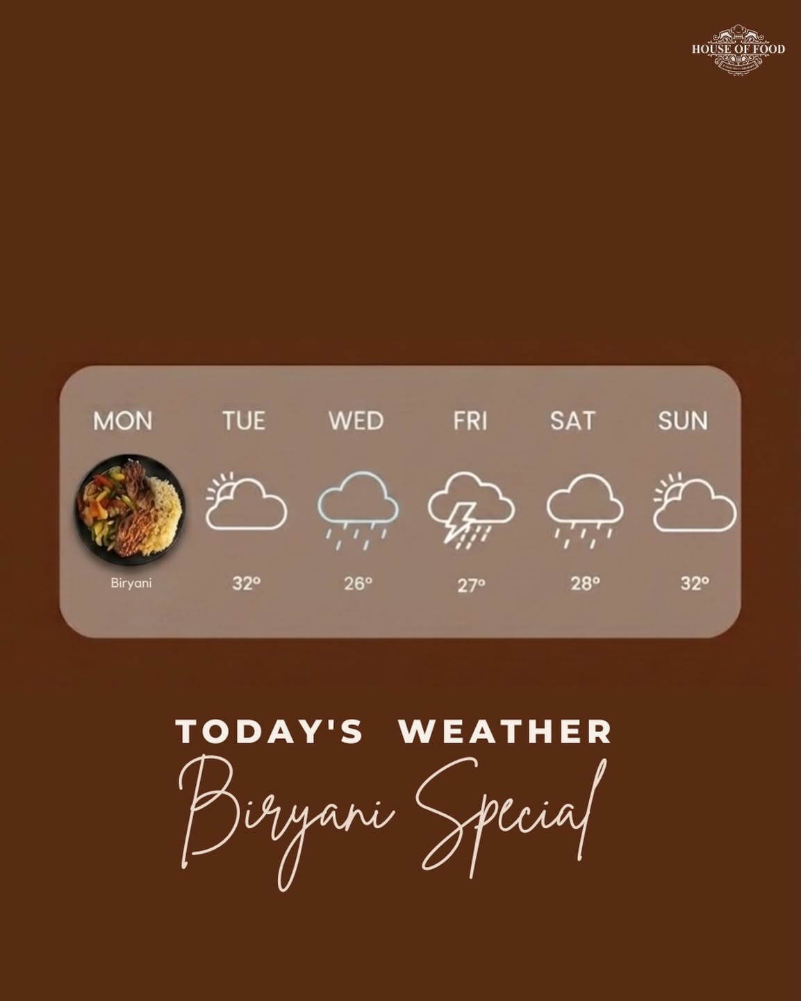 Instagram post: Weather forecast widget with biryani day
