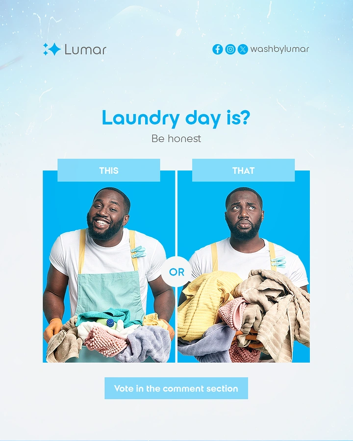Laundry & Dry Cleaning creative ad: This-or-that poll, happy vs overwhelmed
