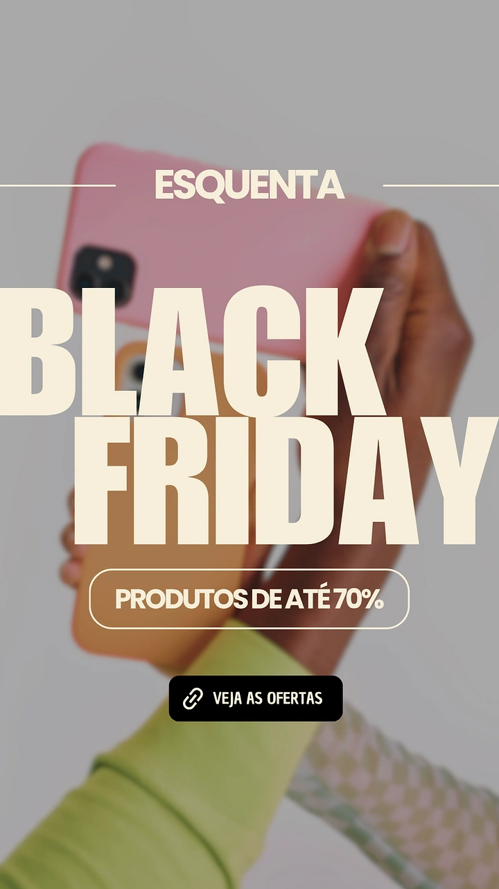 Black Friday creative ad: Two hands raising phones in pastel cases