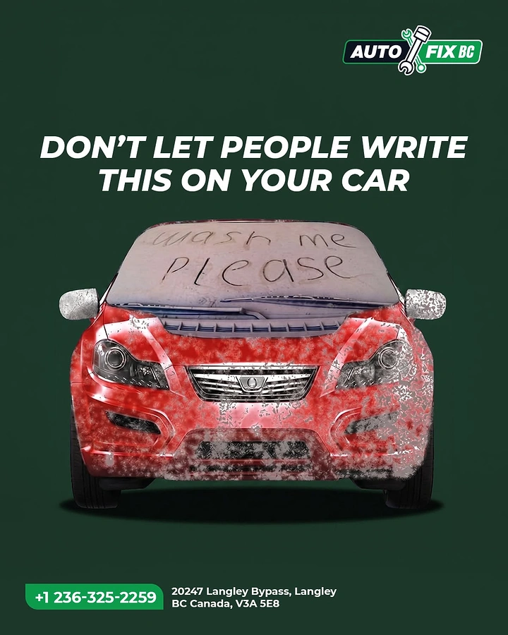 Car Wash & Detailing creative ad: 'Wash me please' dirt-writing idea