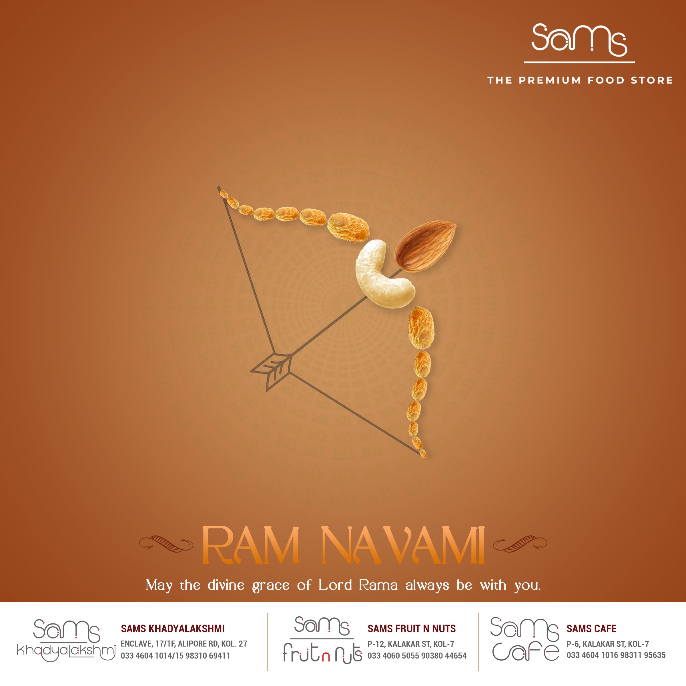 Bow and arrow built from raisins, cashew and almond