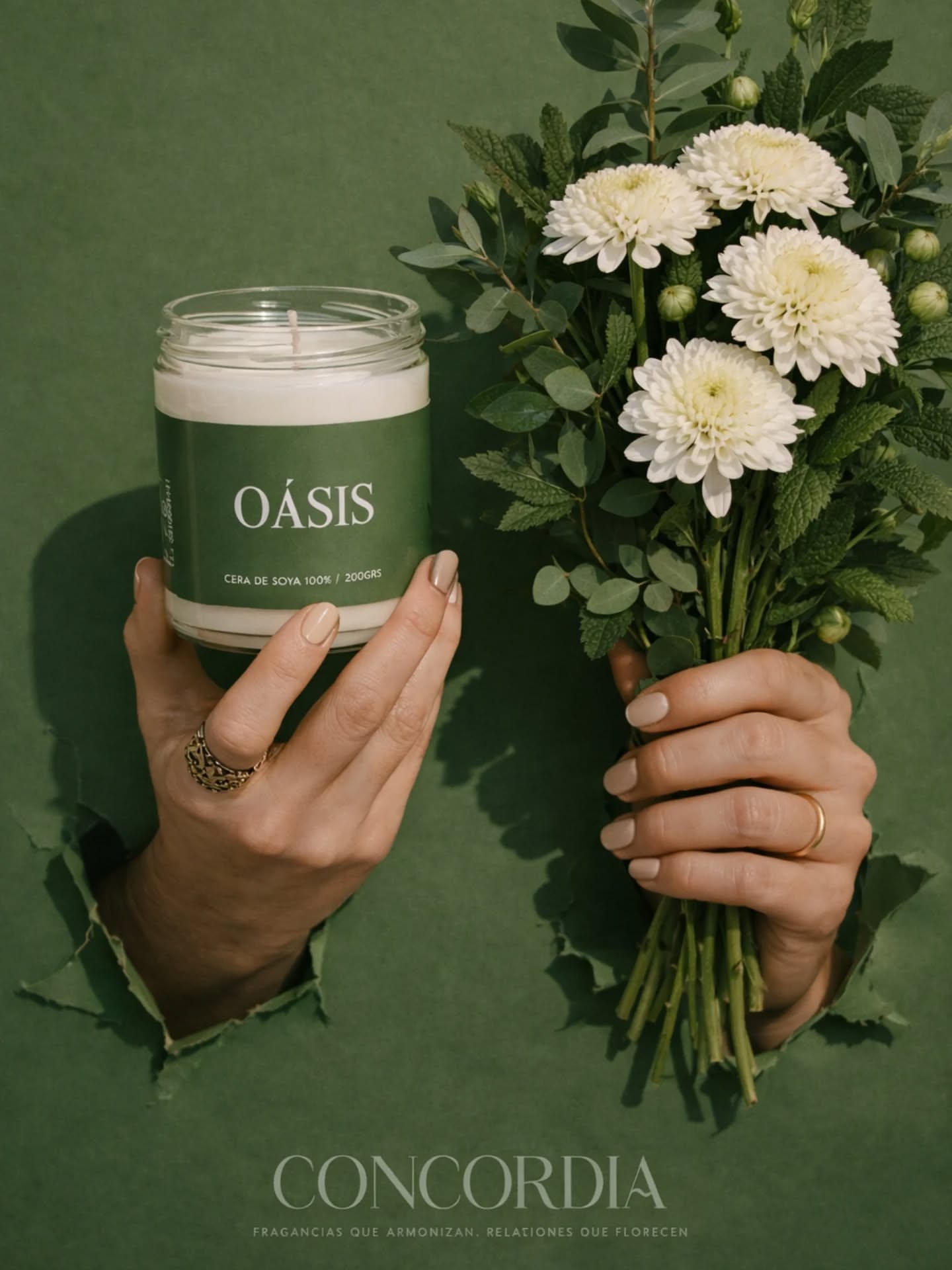 Instagram post: Hands burst through paper holding candle