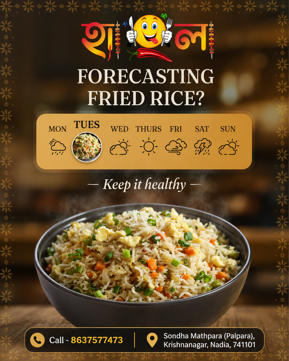 Instagram post: Weather forecast pun for fried rice