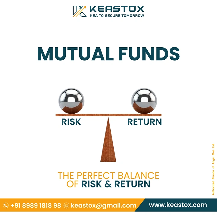 Stock Brokers & Investing creative ad: Balance scale weighing risk and return