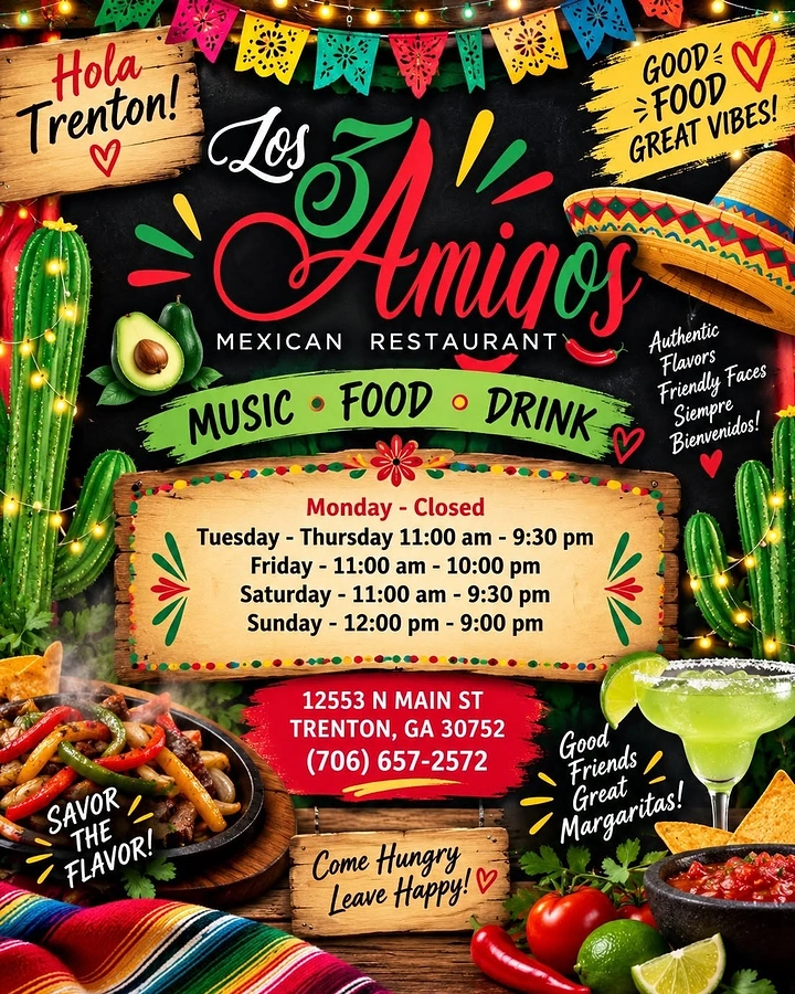 Mexican Restaurants creative ad: Vibrant illustrated fiesta restaurant world
