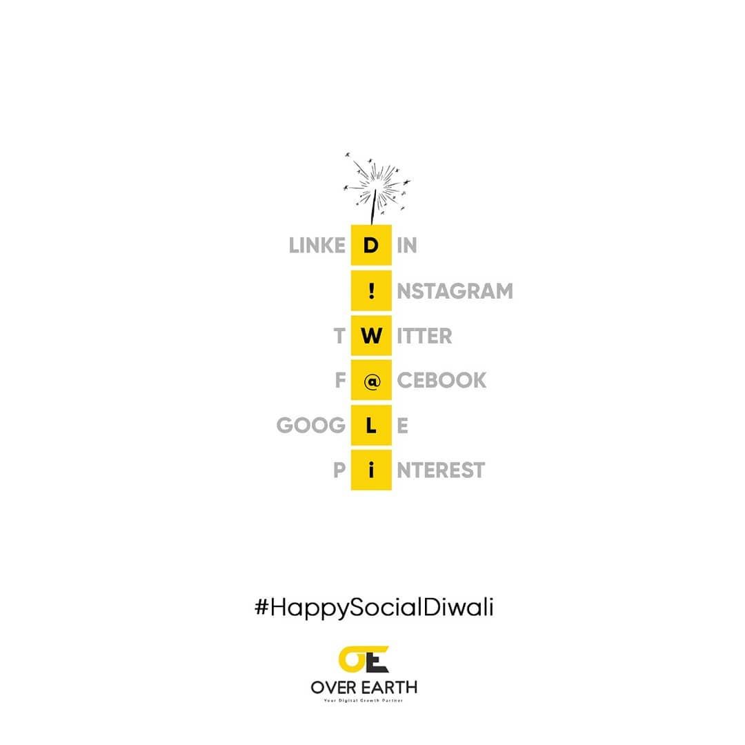 Vertical stack of yellow letter tiles spelling DIWALI, forming a firecracker with a sparkler fuse
