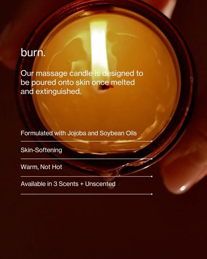 Instagram post: Pouring massage oil candle, moody minimal ad, slide 2