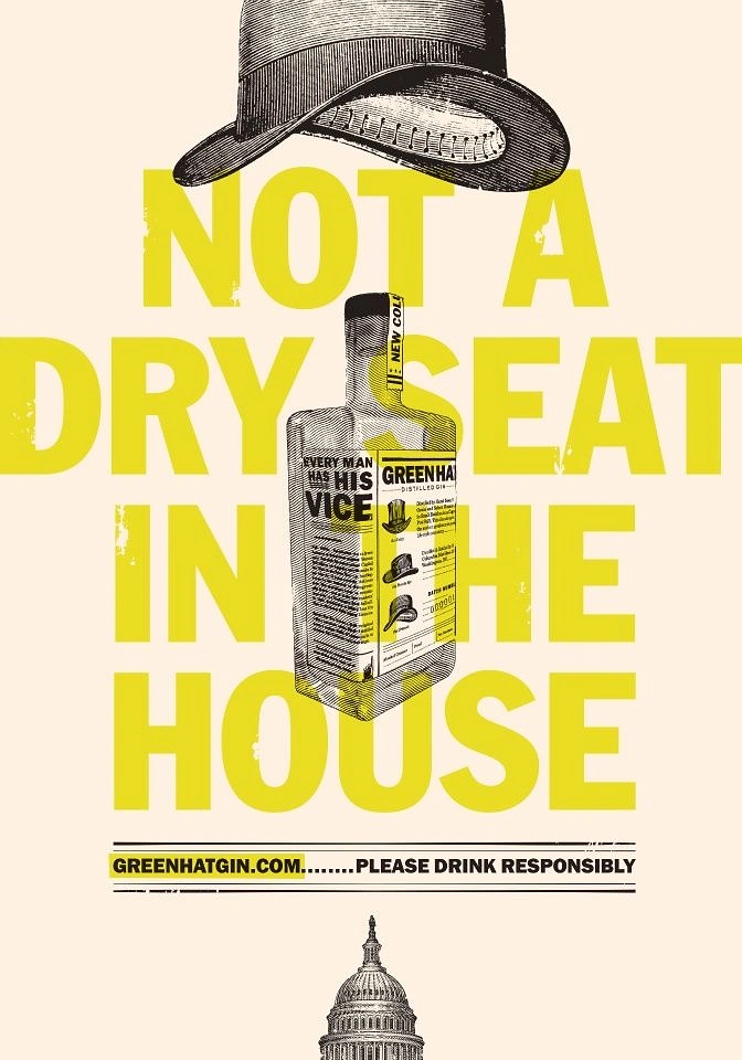 Bars & Pubs creative ad: Dry-seat pun makes gin memorable