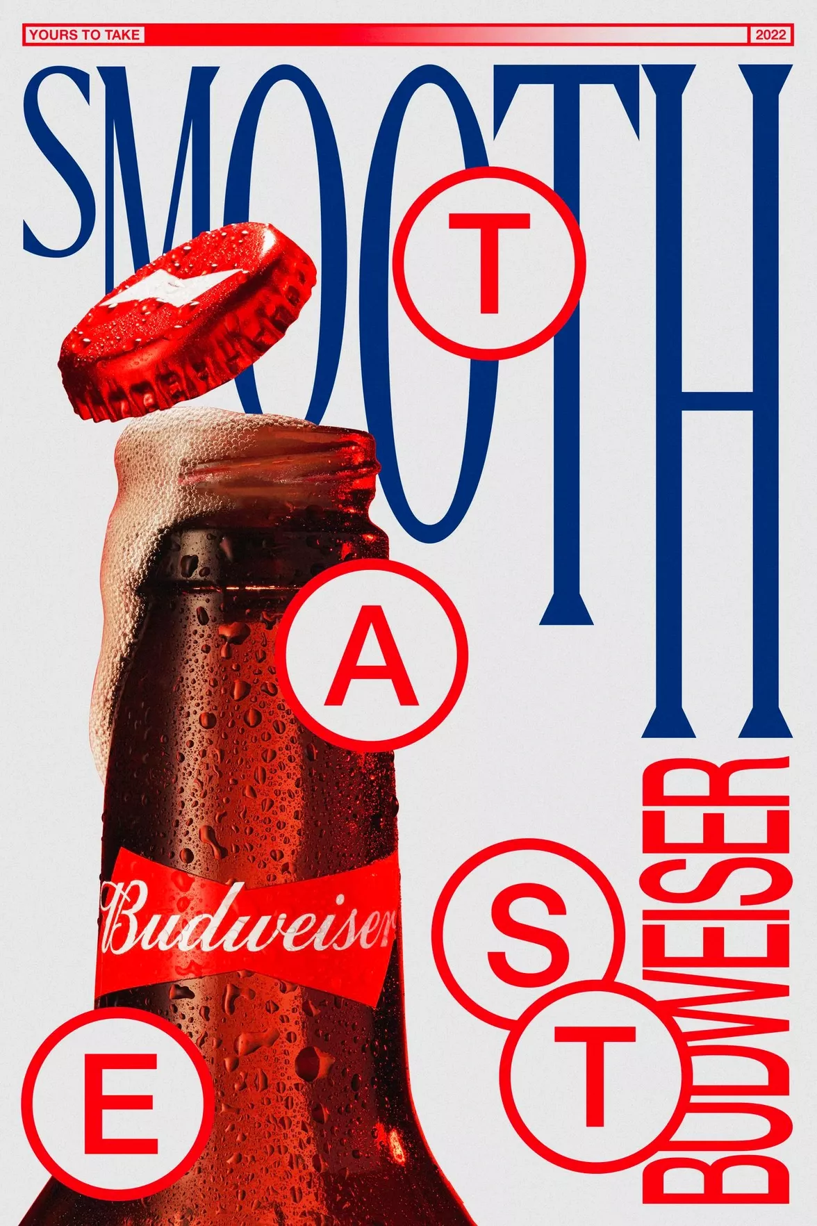 Poster: Foaming red beer bottle with cap popping off