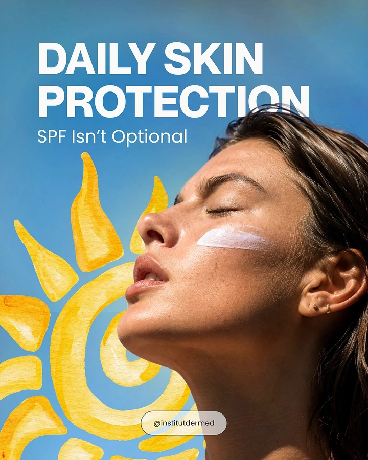 Skin & Cosmetic Clinics creative ad: Painted sun behind sunscreen-streaked face