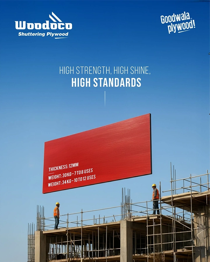 Carpenters & Woodwork creative ad: Plywood sheet doubles as site billboard