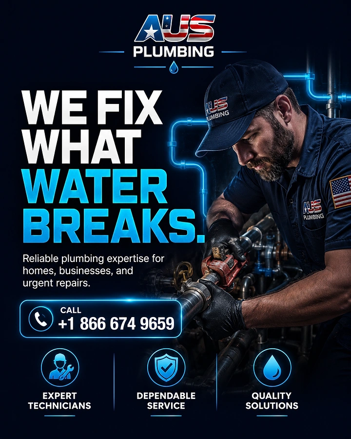 Plumbers creative ad: Witty 'We fix what water breaks' headline