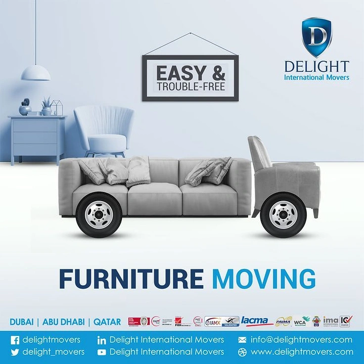 Movers & Packers creative ad: Sofa with wheels turned into vehicle