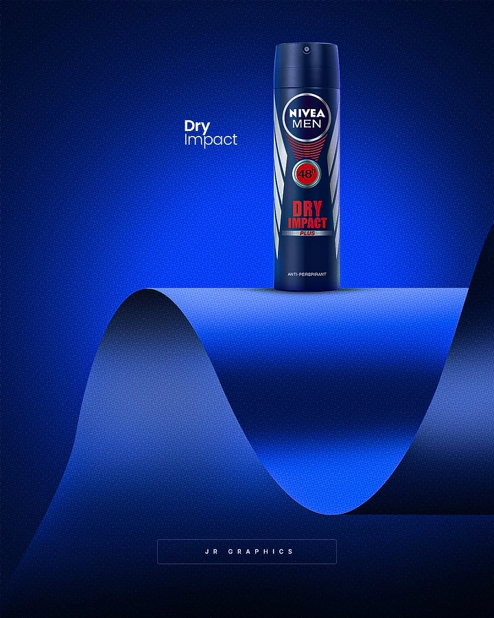 Deodorants & Antiperspirants creative ad: Product rides a sculptural blue wave