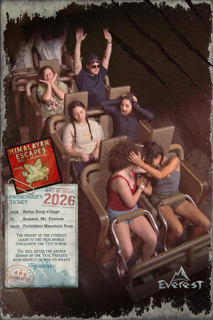 Amusement & Water Parks creative ad: Ride photo with Everest expedition ticket