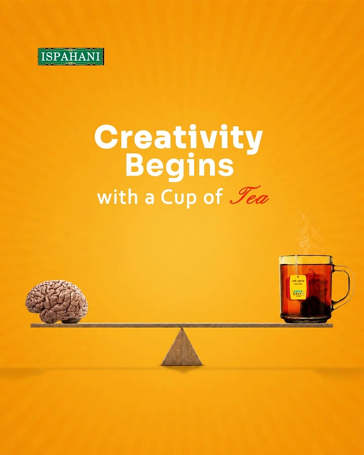 Tea & Chai Brands creative ad: Brain balanced against tea seesaw
