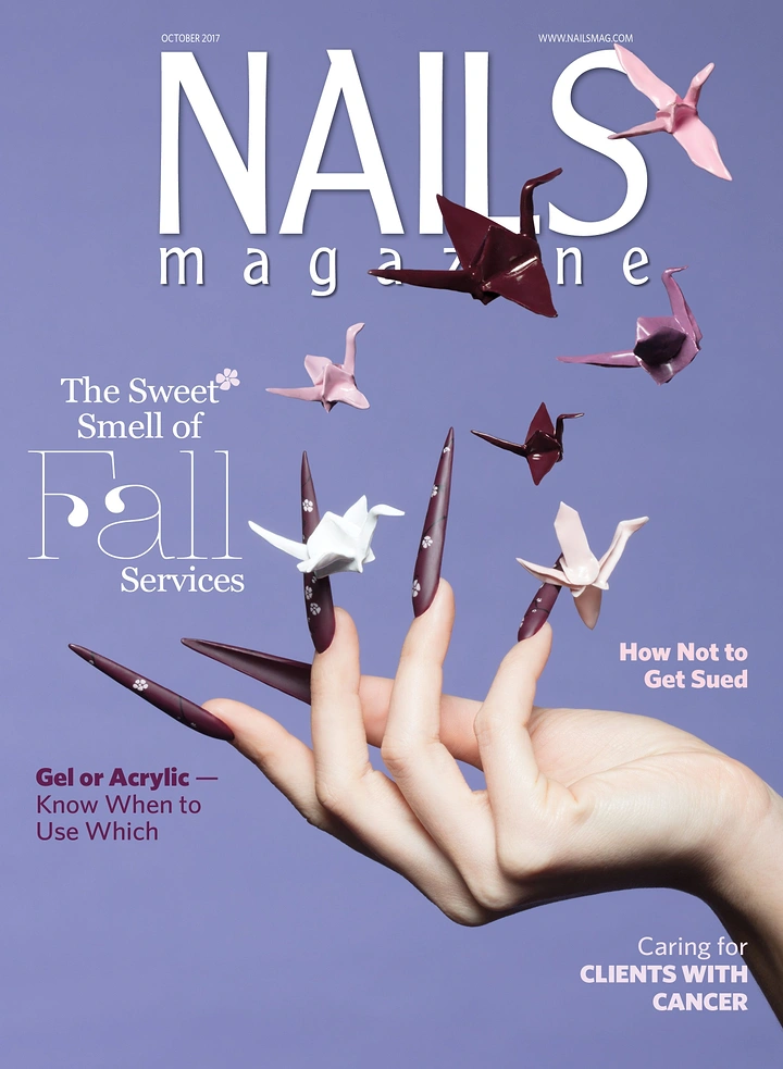 Nail Salons creative ad: Long nails releasing origami cranes metaphor