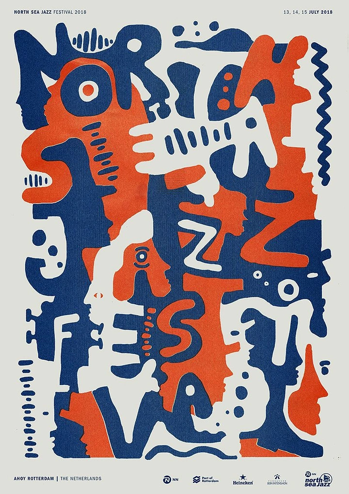 Creative ad: Interlocking abstract figures forming the festival name
