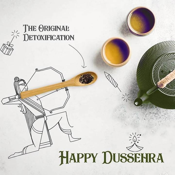 Dussehra creative ad: Line-drawn archer whose bow is a real spoon of loose tea