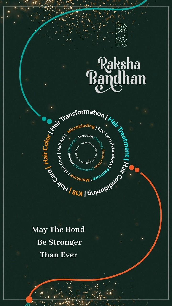 Raksha Bandhan creative ad: Rakhi thread spirals salon services