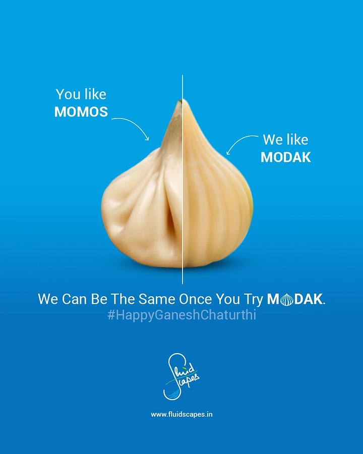 Ganesh Chaturthi creative ad: Half-momo, half-modak split dumpling