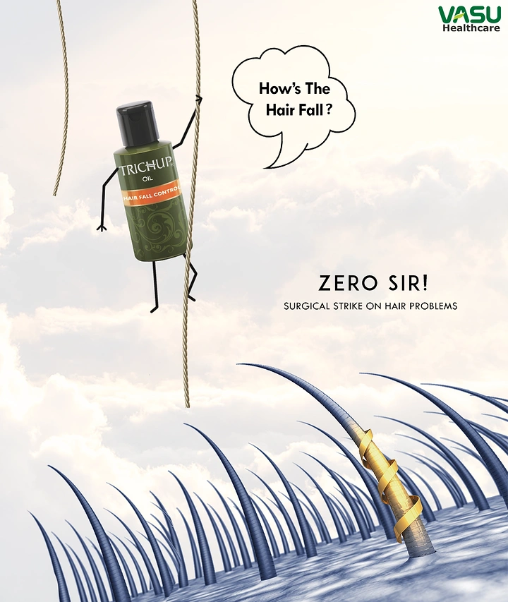 Hair Transplant & Hair Clinics creative ad: Oil bottle abseils; hair as surgical strike