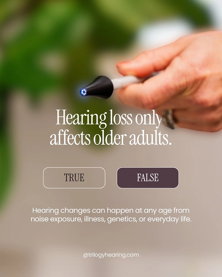 Hearing Aids creative ad: True/false myth quiz, clean typography