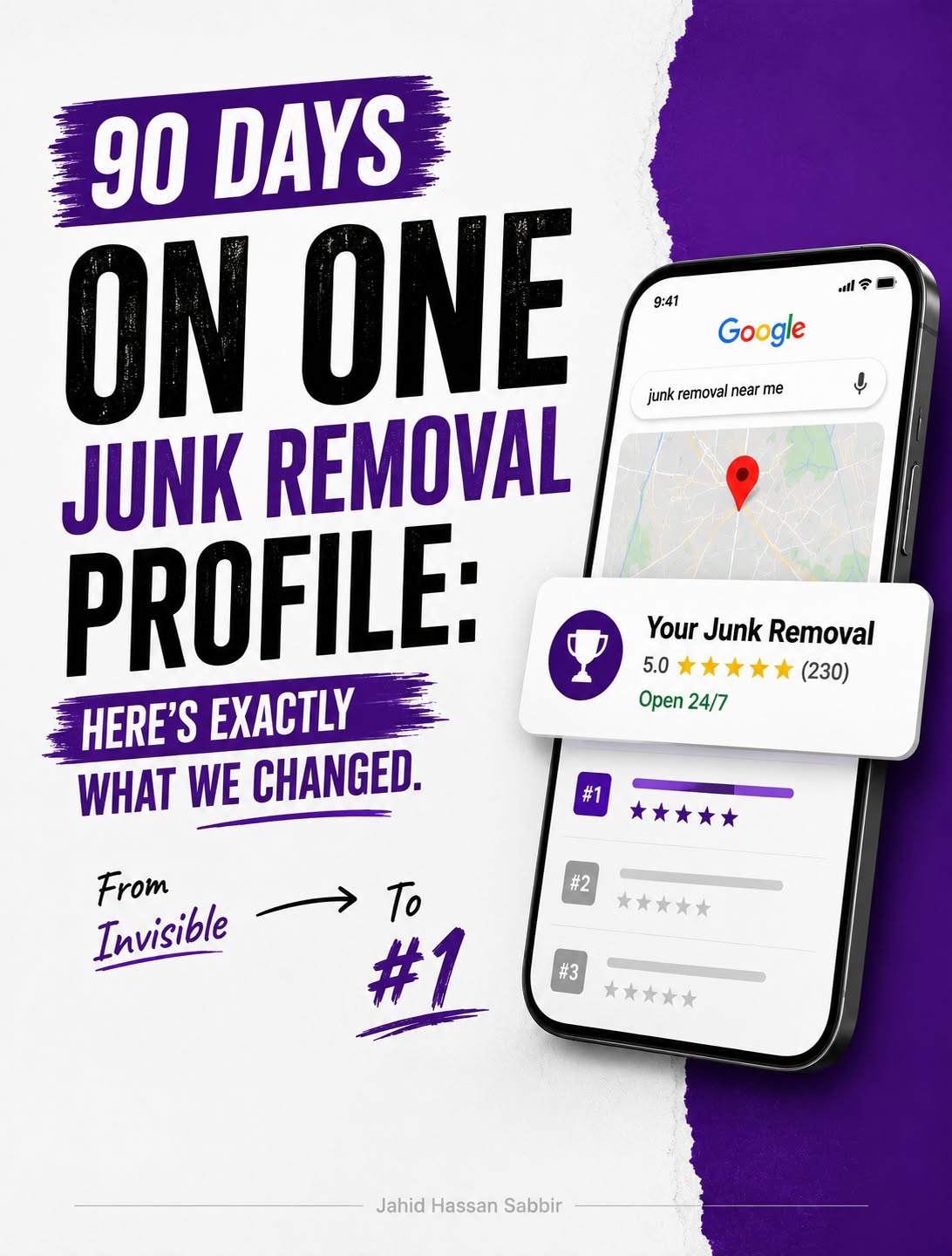 Instagram post: Junk removal framed as Google profile