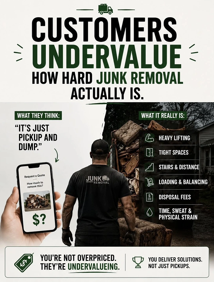 Junk Removal creative ad: Strong contrast between perceived and actual labor