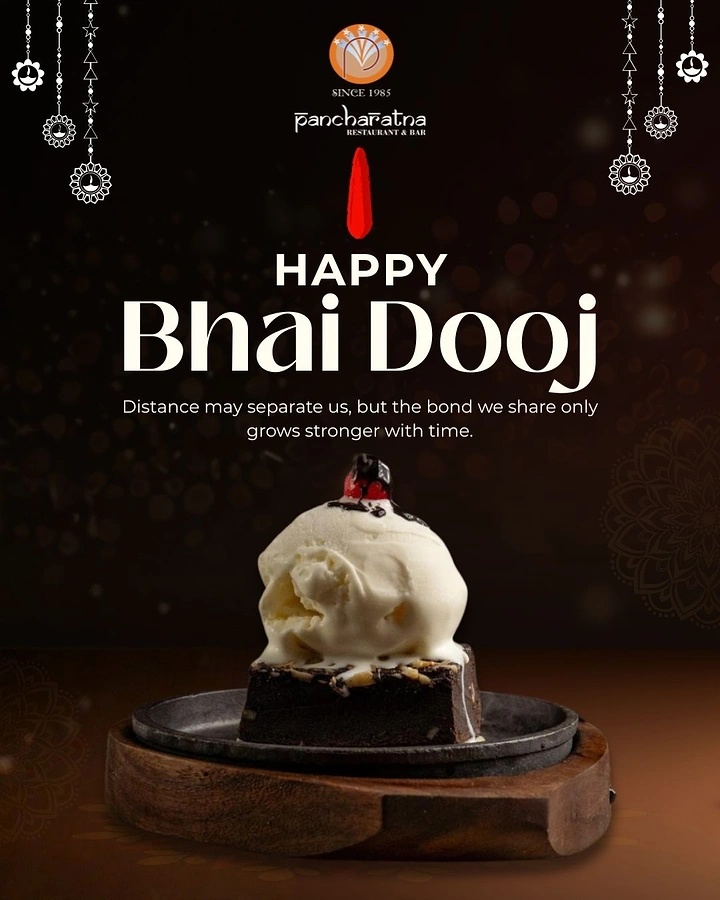 Bhai Dooj creative ad: Sizzling brownie topped with vanilla ice cream