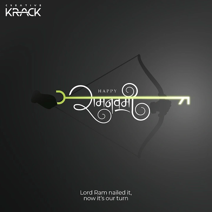 Ram Navami creative ad: Arrow forms lettering; 'Lord Ram nailed it' copy