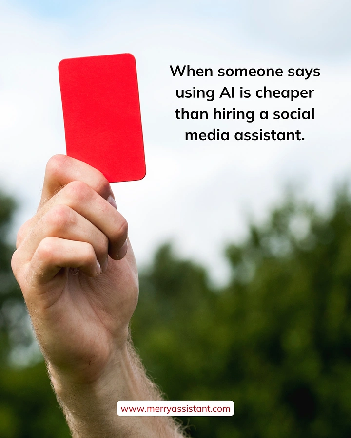 Virtual Assistant Services creative ad: Red-card metaphor makes the comparison memorable