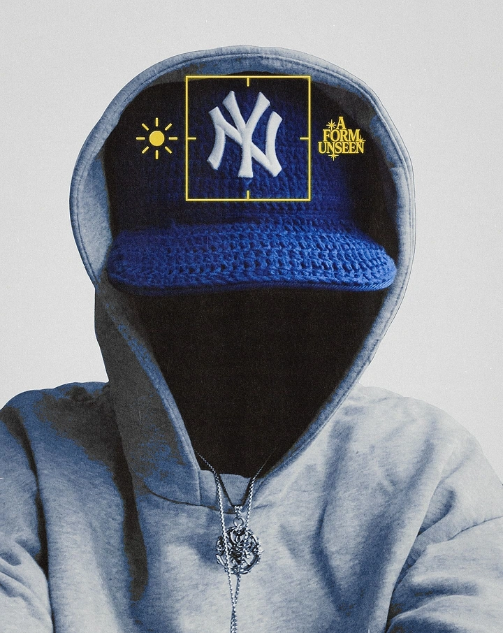 Hats & Caps creative ad: Unexpected floating cap in hoodie.