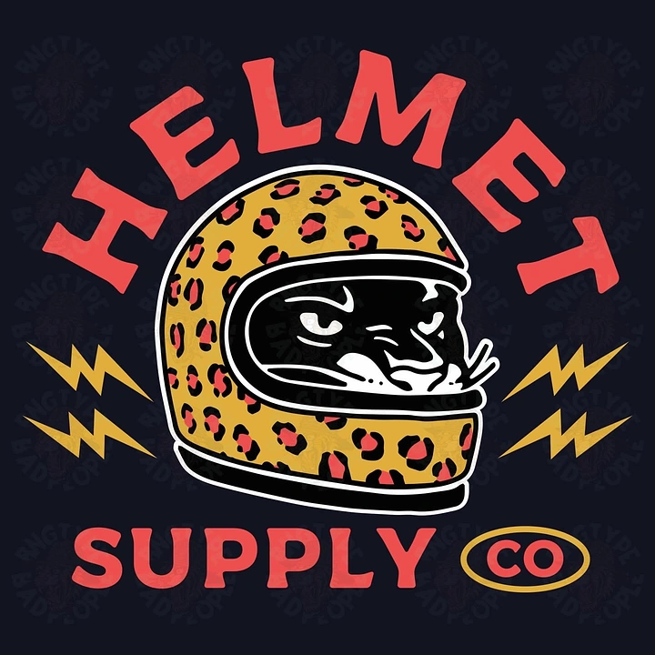 Helmets & Riding Gear creative ad: Helmet illustration anchors playful identity